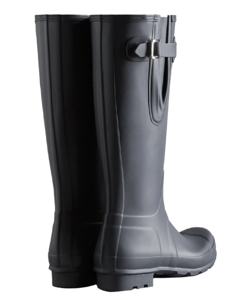 Navy coloured Hunter Mens Tall Side Adjustable Wellington Boots on white background