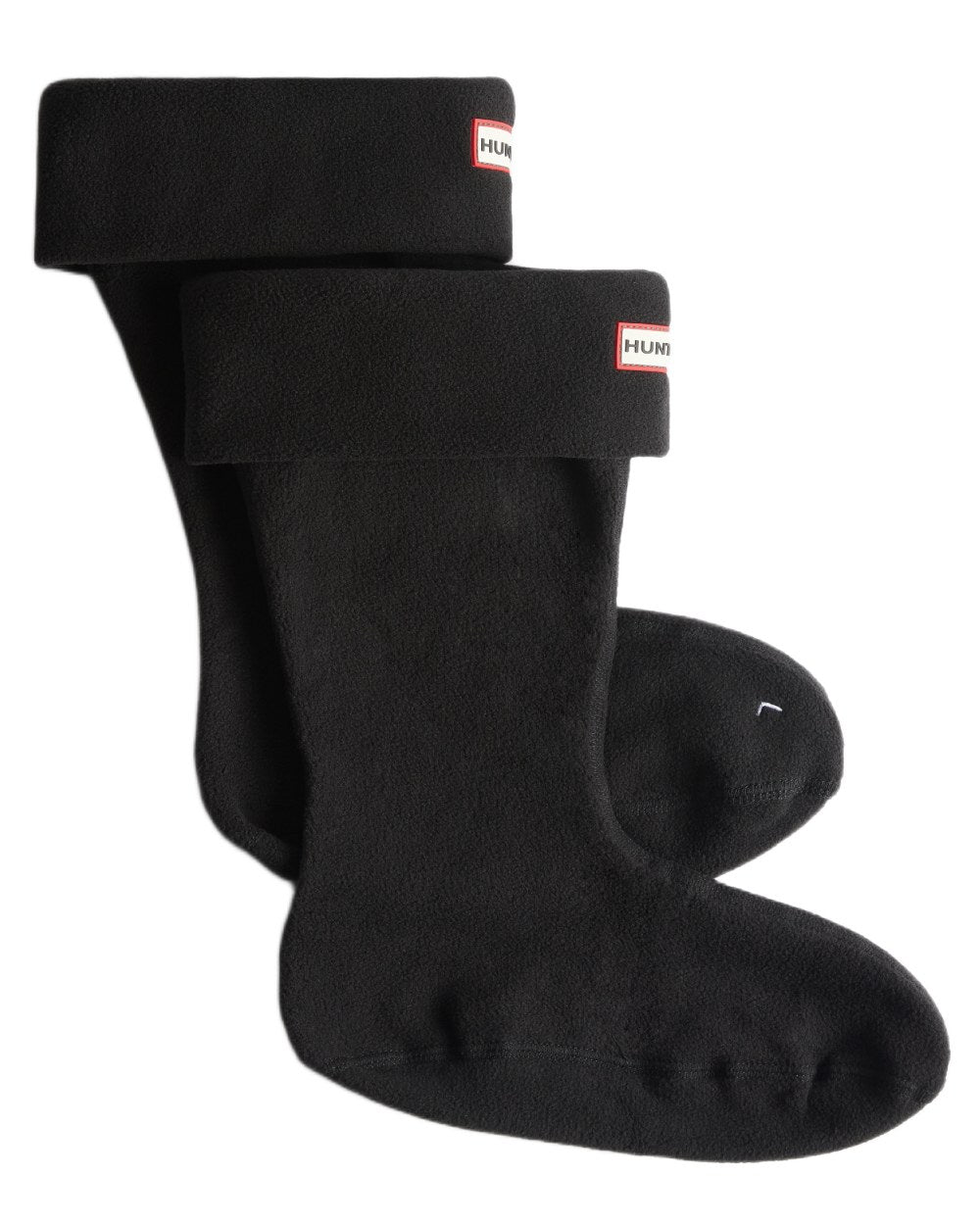 Black coloured Hunter Recycled Downpour Fleece Short Boot Socks on white background