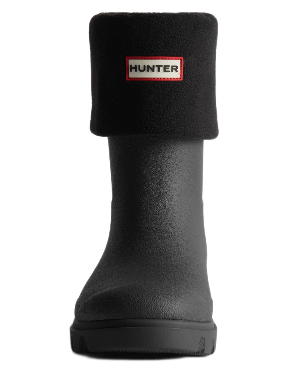 Black coloured Hunter Recycled Downpour Fleece Short Boot Socks on white background