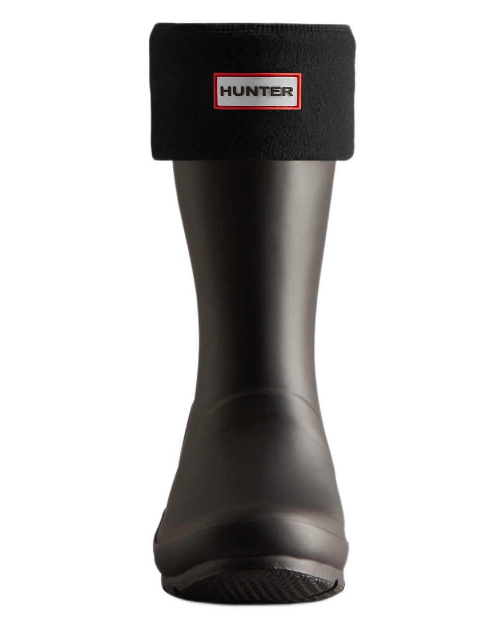 Black coloured Hunter Recycled Fleece Cuff Short Boot Socks on white background