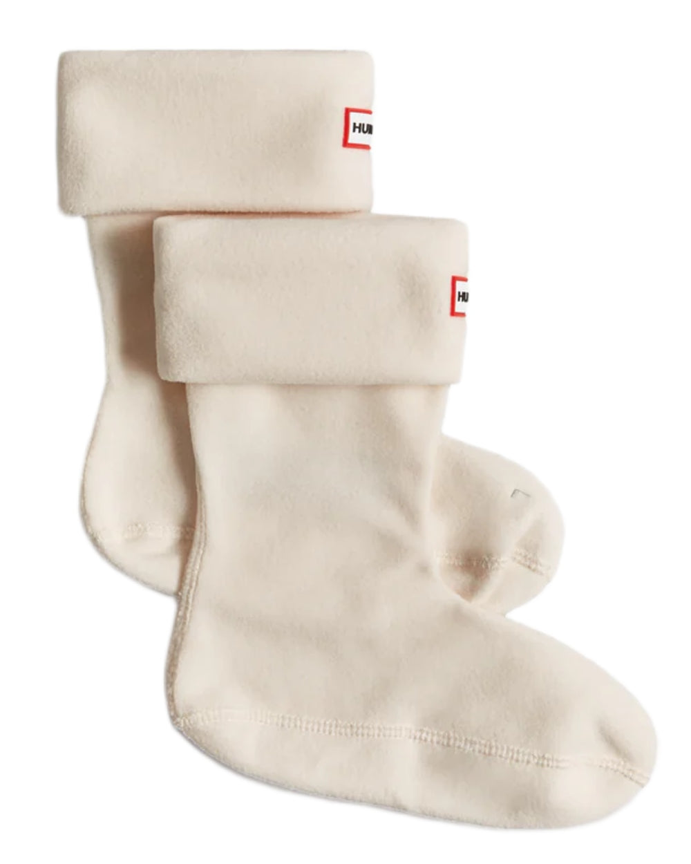 White coloured Hunter Recycled Fleece Cuff Short Boot Socks on white background