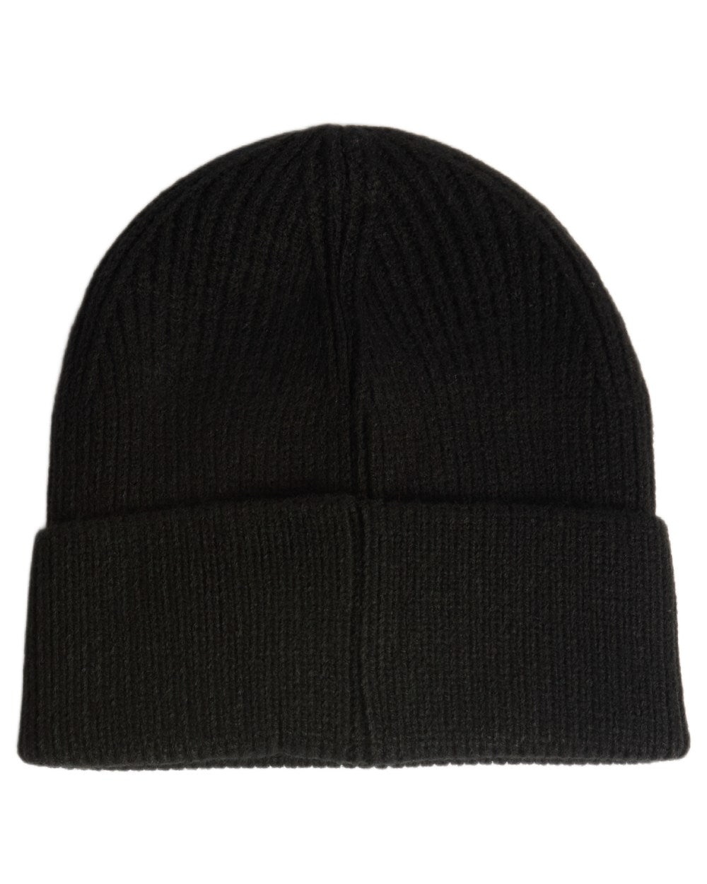 Black coloured Hunter Rory Turn Up Beanie on white background