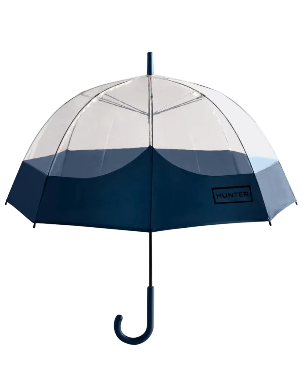 Navy coloured Hunter Transparent Moustache Bubble Umbrella on white background