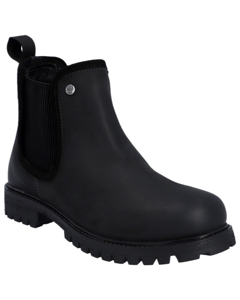 Black Coloured Hunter Womens Canna Waterproof Dealer Boots on white background