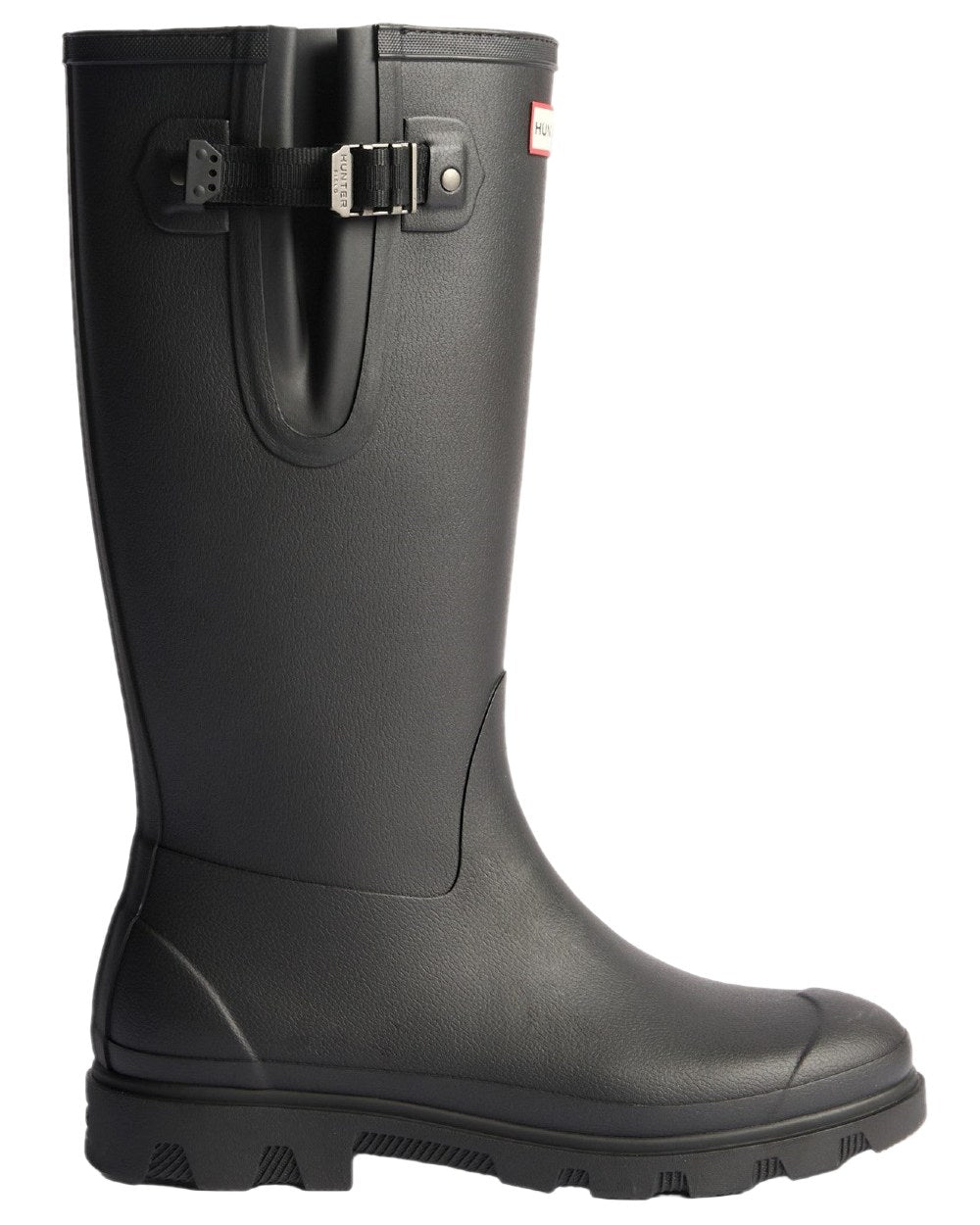 Black Coloured Hunter Womens Downpour Adjustable Field Boots on white background