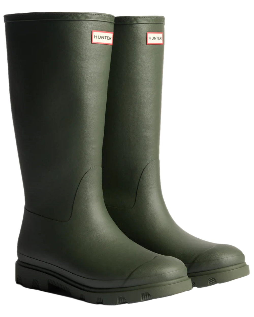 Dark Olive Coloured Hunter Womens Downpour Insulated Tall Boots on white background