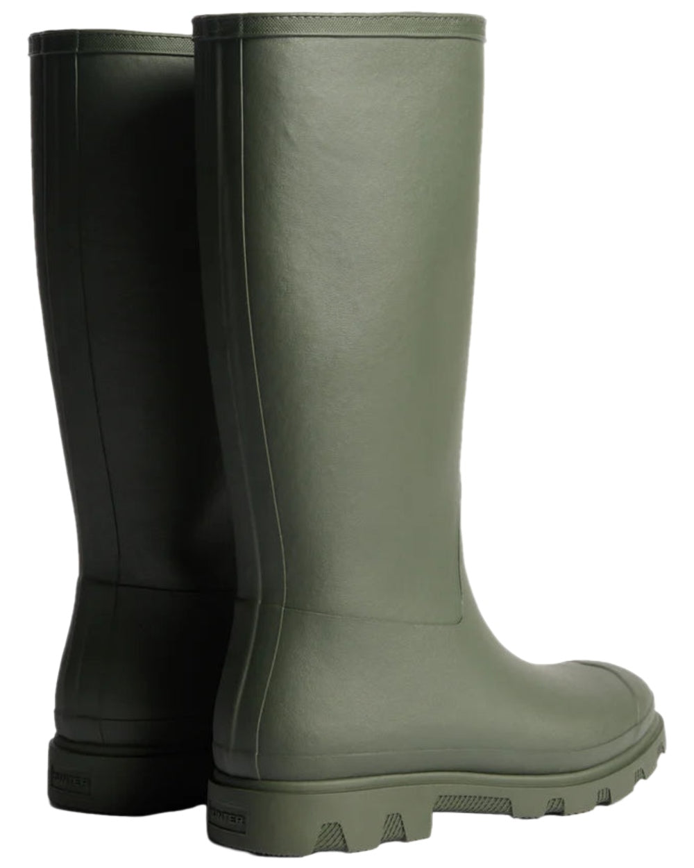 Dark Olive Coloured Hunter Womens Downpour Insulated Tall Boots on white background