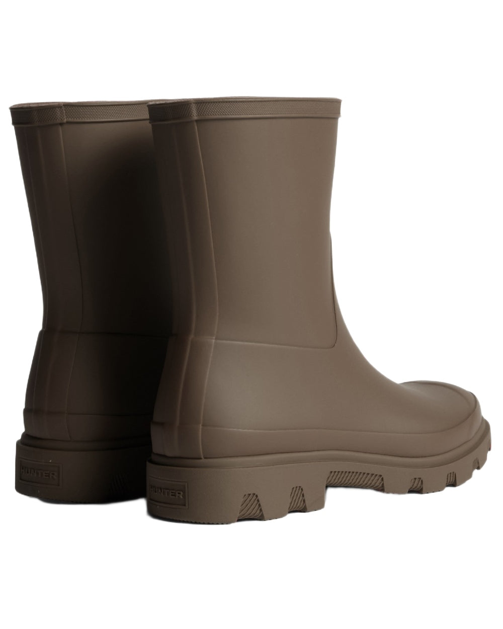 Chocolate Brown coloured Hunter Womens Downpour Short Wellingtons on white background