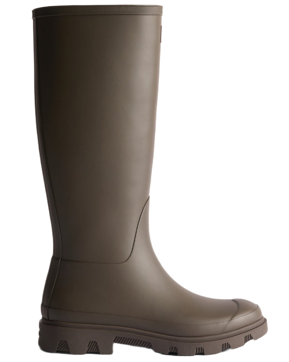 Chocolate Brown coloured Hunter Womens Downpour Tall Wellingtons on white background