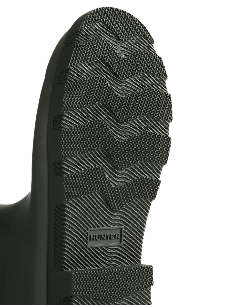 Dark Olive Black coloured Hunter Womens Field Downpour Adjustable Wellingtons on white background
