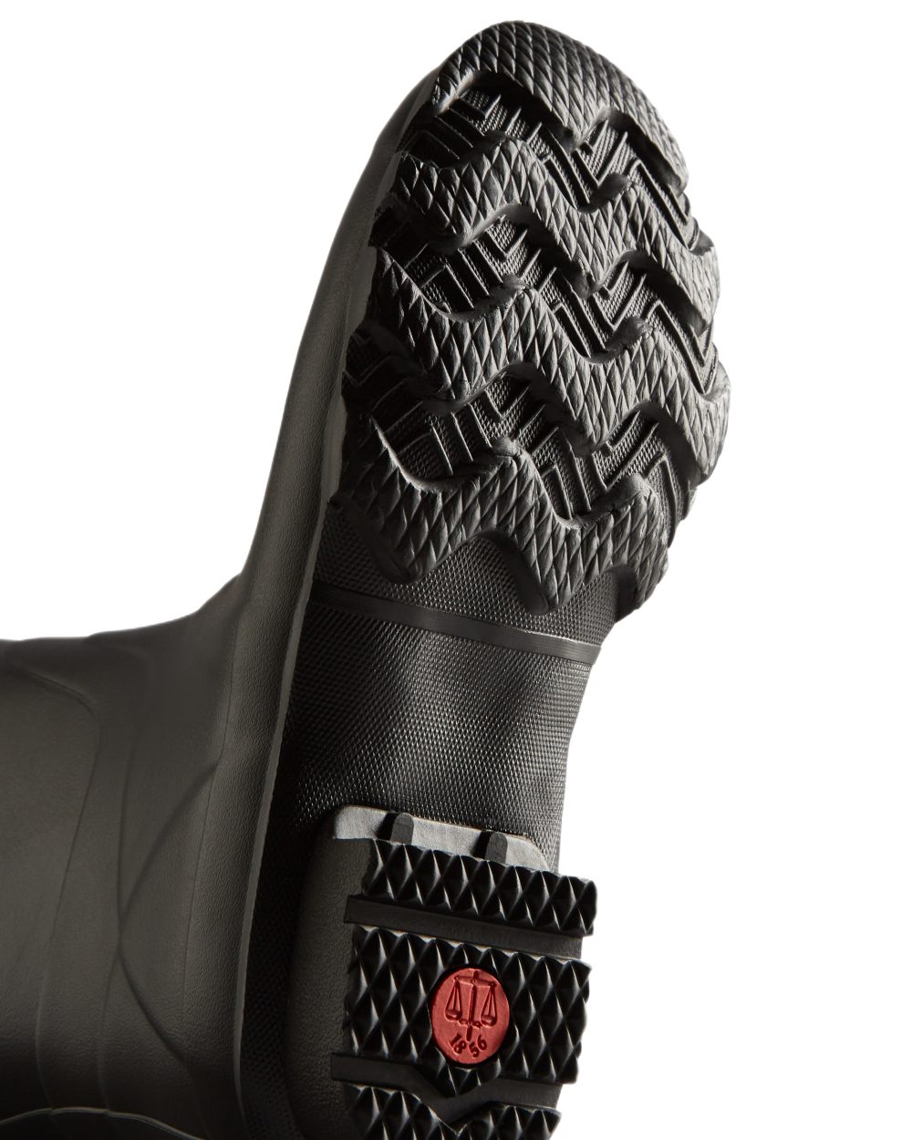 Black coloured Hunter Womens Huntress Wide Wellingtons on white background