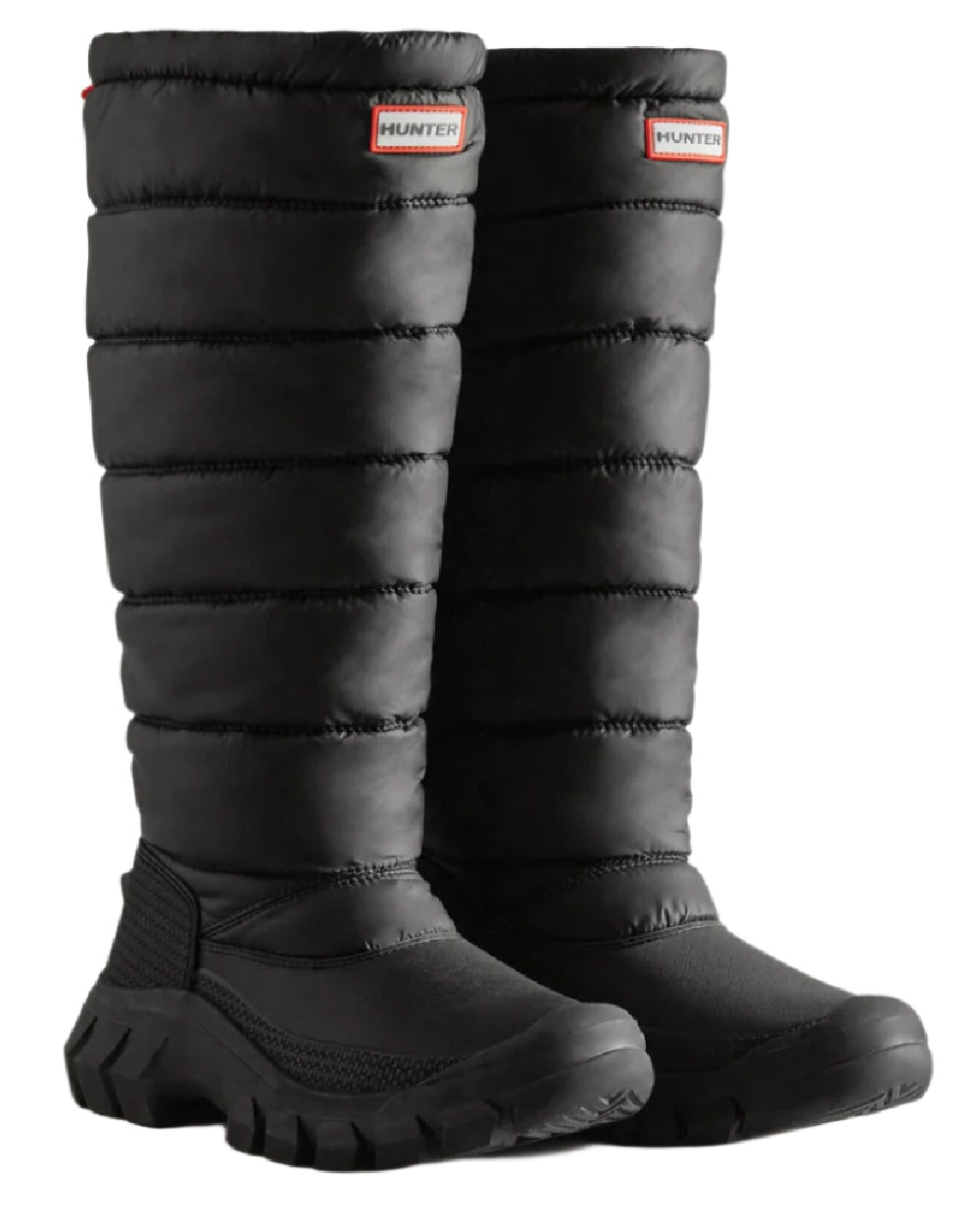 Black coloured Hunter Womens Intrepid Insulated Tall Snow Boots on white background