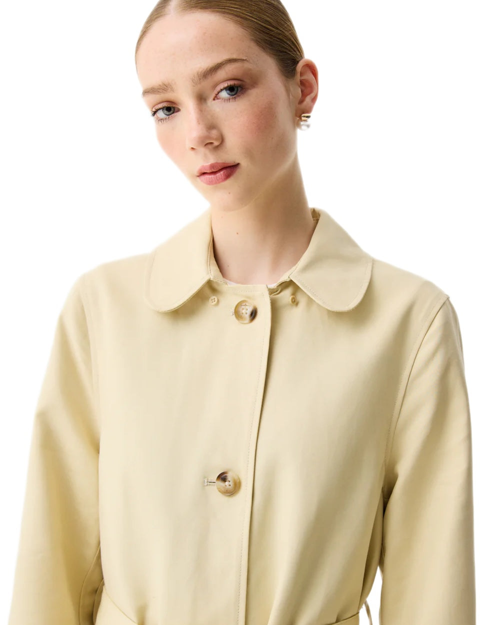 Gravel coloured Hunter Womens Keltie Cape Trench on white background