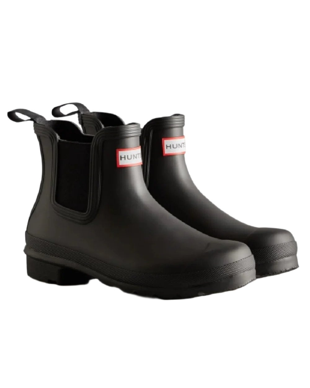 Black coloured Hunter Womens Original Chelsea Boots on white background