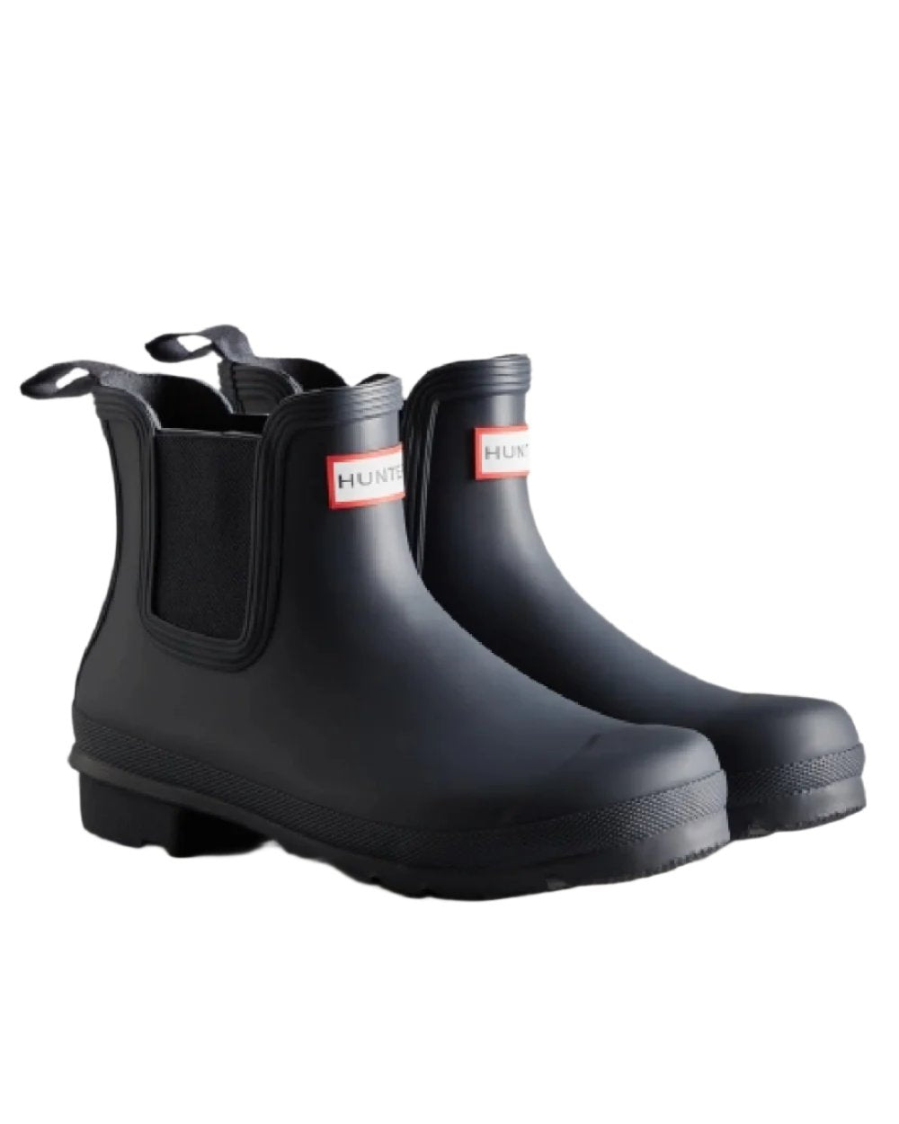 Navy coloured Hunter Womens Original Chelsea Boots on white background