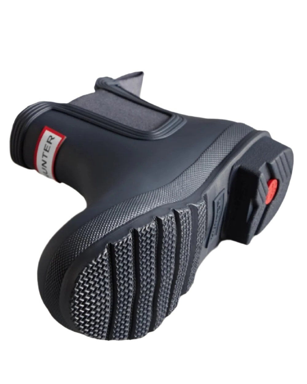 Navy coloured Hunter Womens Original Chelsea Boots on white background