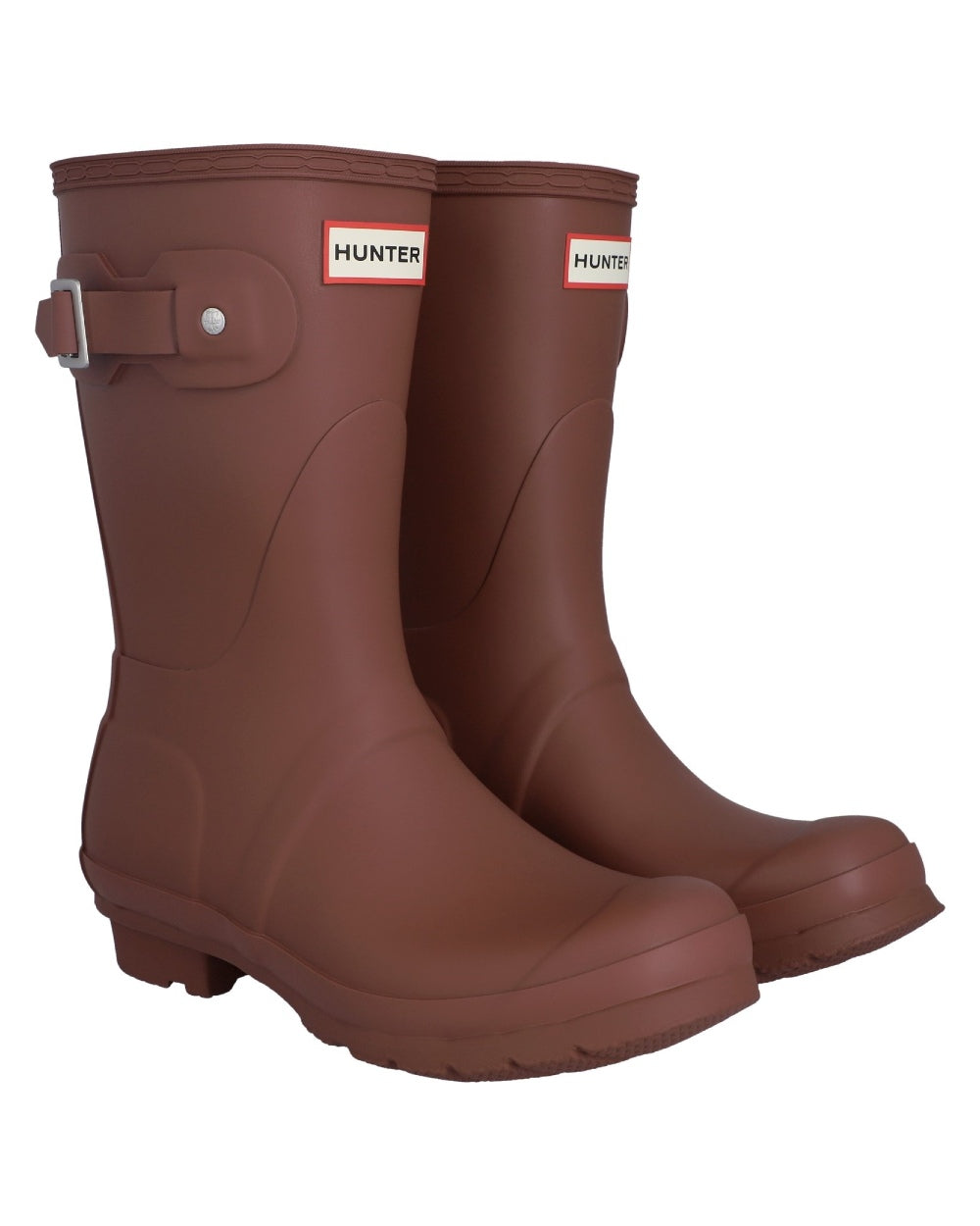 Merlot Coloured Hunter Womens Original Short Wellingtons on white background
