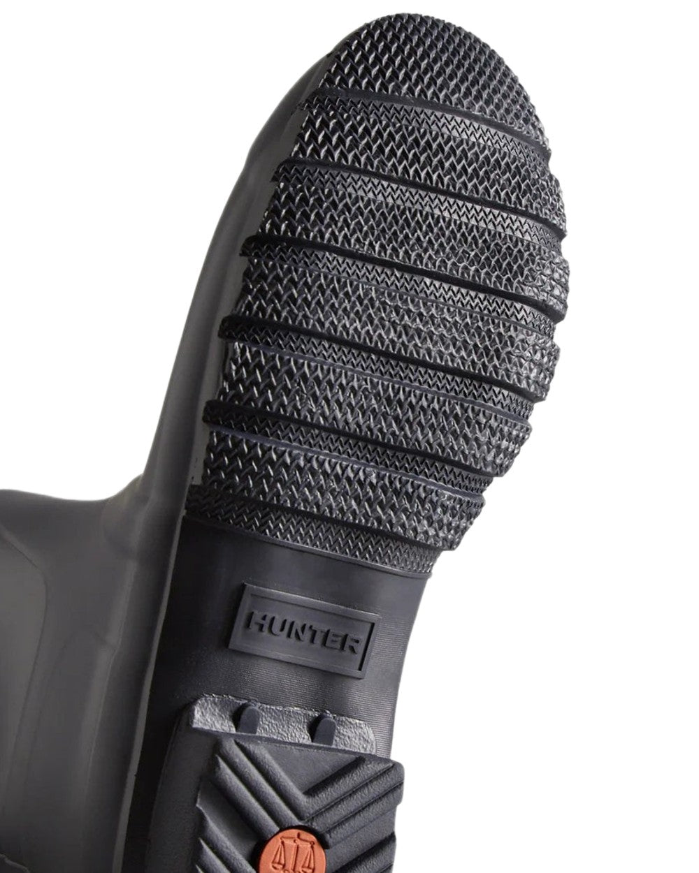 Navy coloured Hunter Womens Originals Short Back Adjustable Wellington Boots on white background