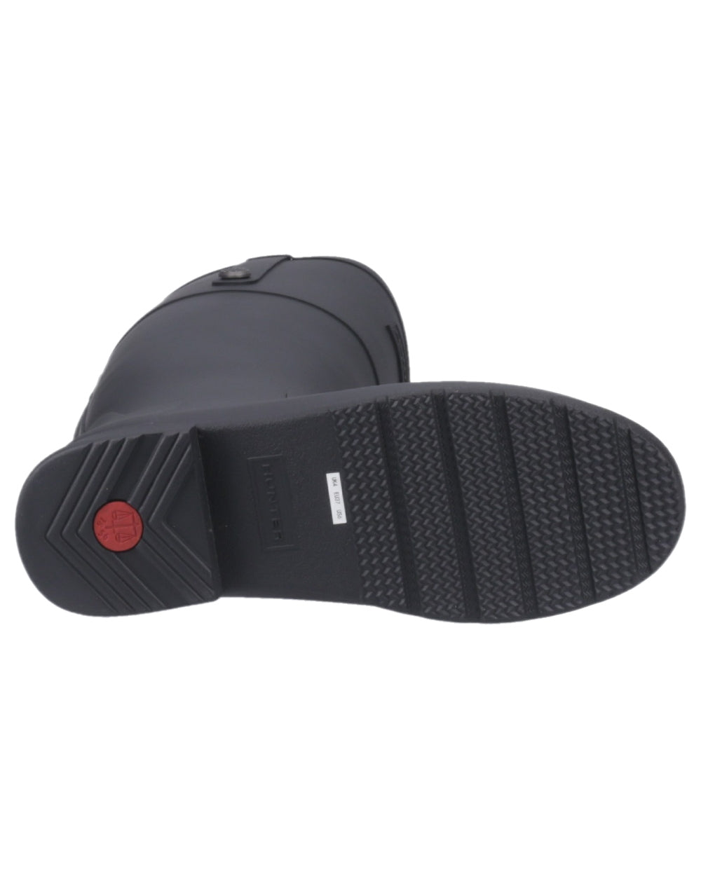 Black Coloured Hunter Womens Refined Riding Tall Wellington Boots on white background