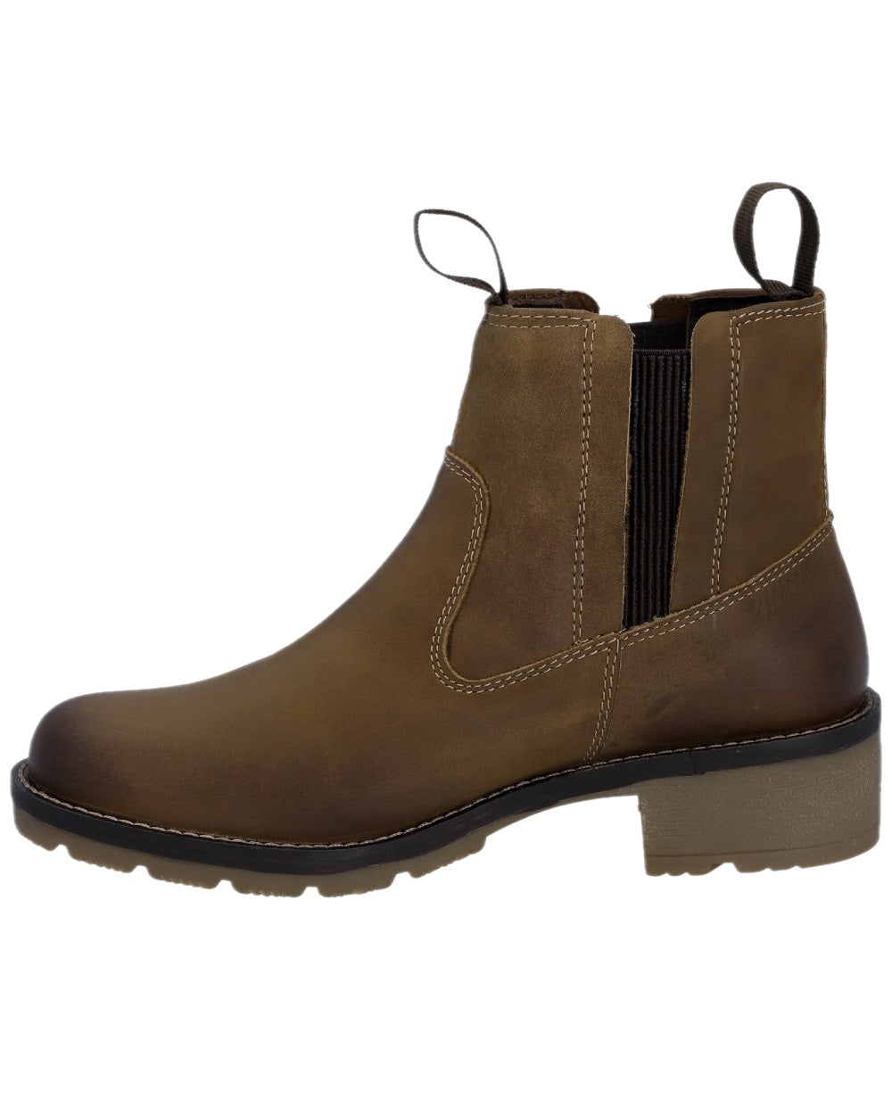 Dark Tan Coloured Hunter Womens Skye Waterproof Dealer Boots on white background