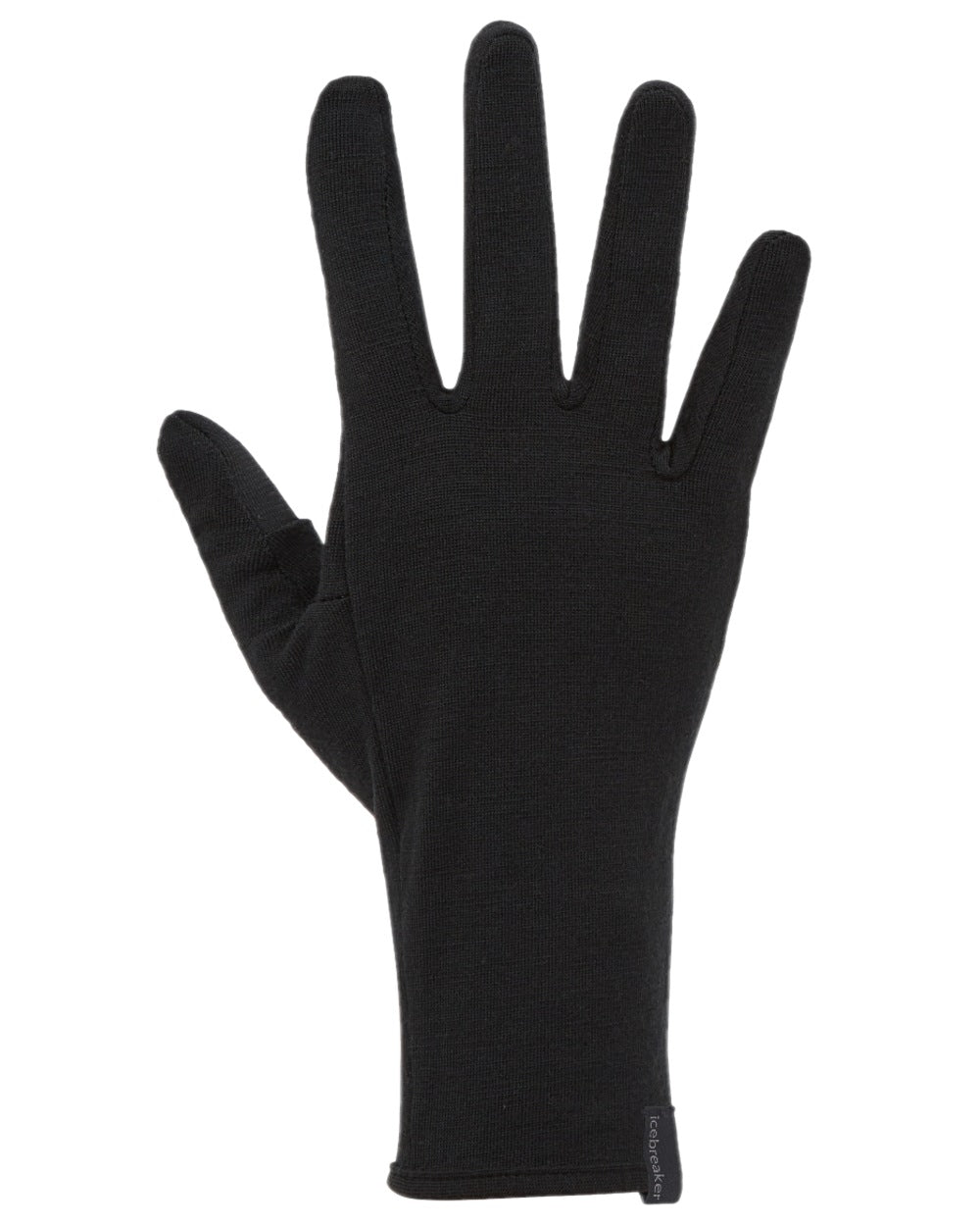 Black Coloured Icebreaker 260 Tech Glove Liners on white background