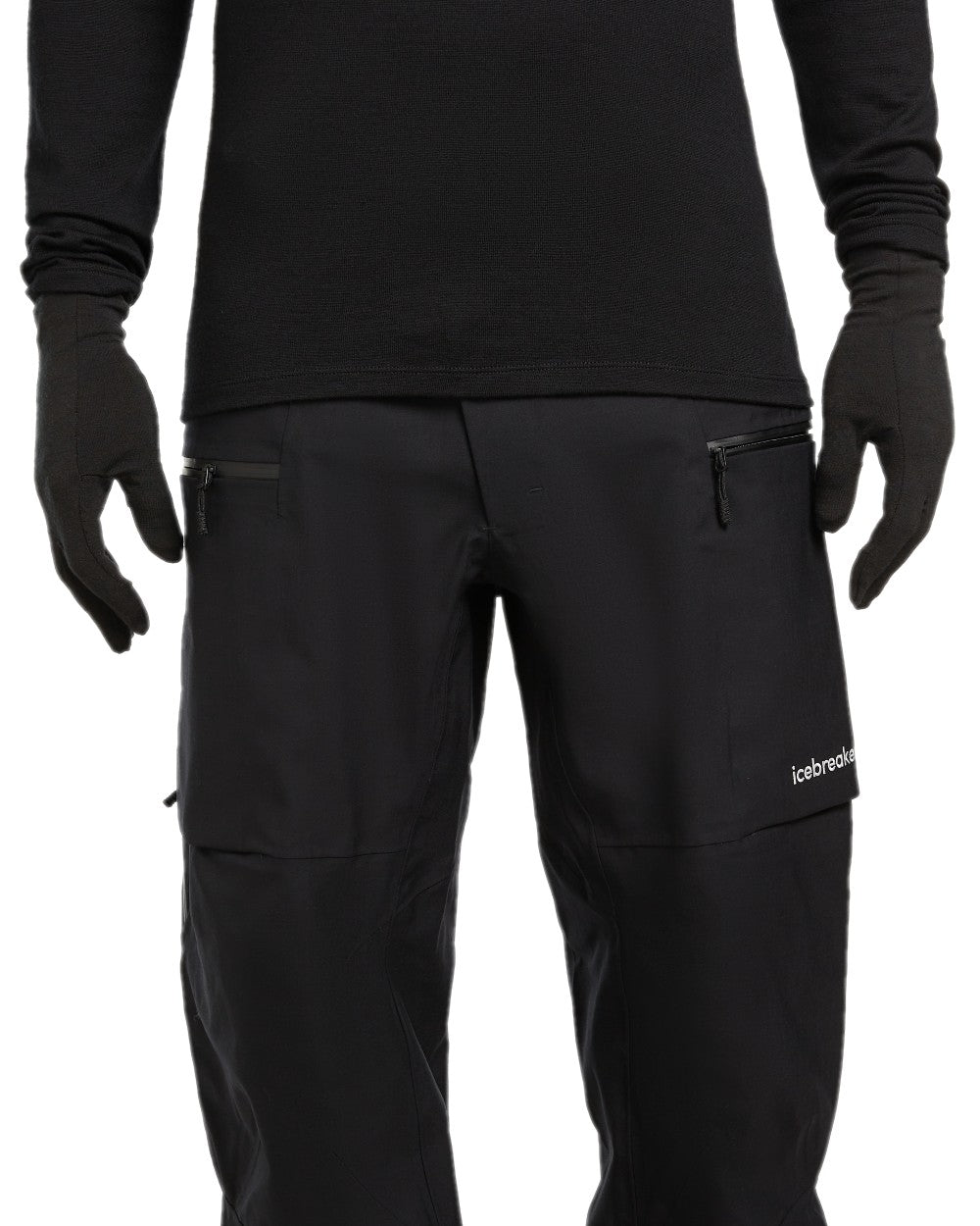 Black Coloured Icebreaker 260 Tech Glove Liners on white background