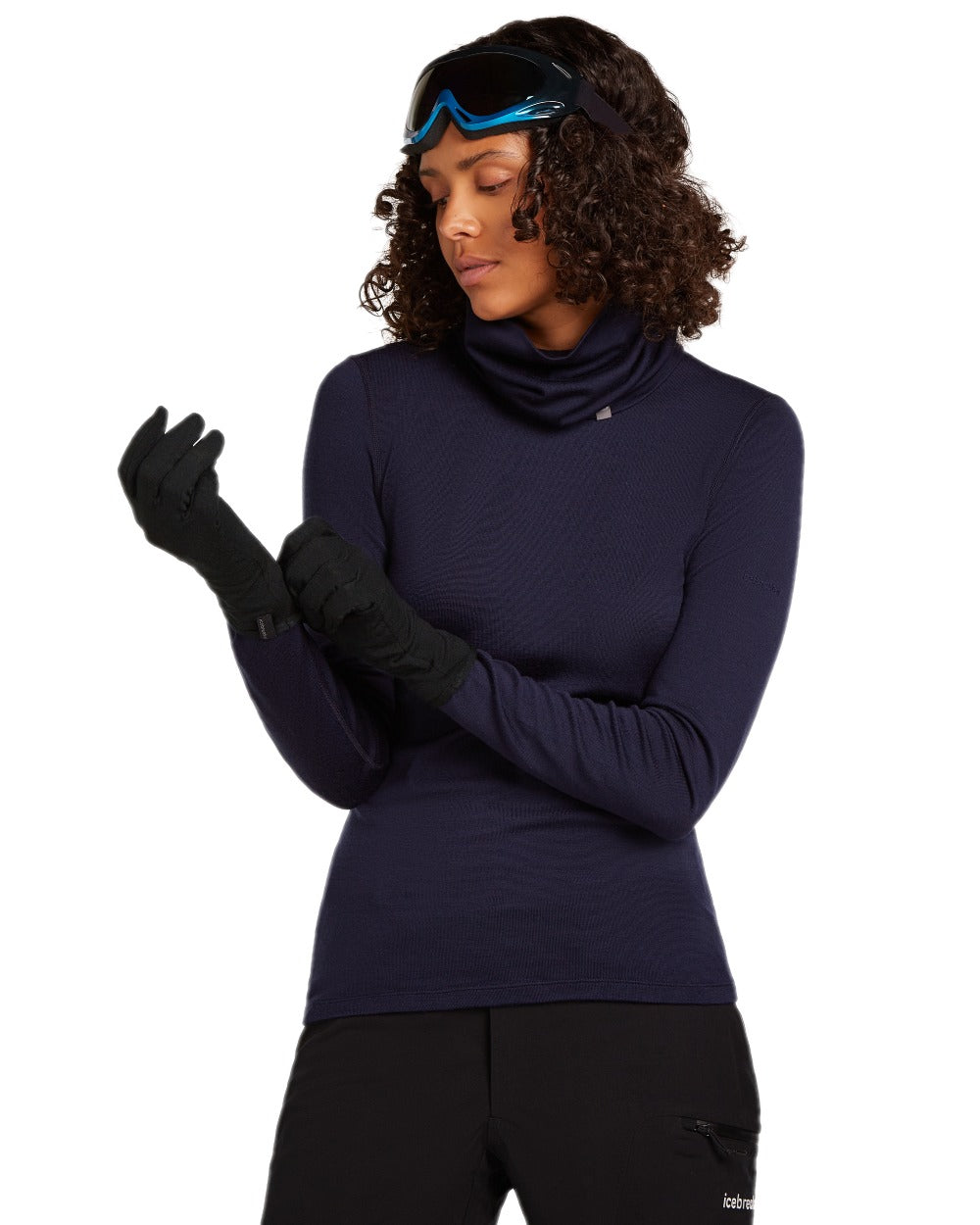 Black Coloured Icebreaker 260 Tech Glove Liners on white background