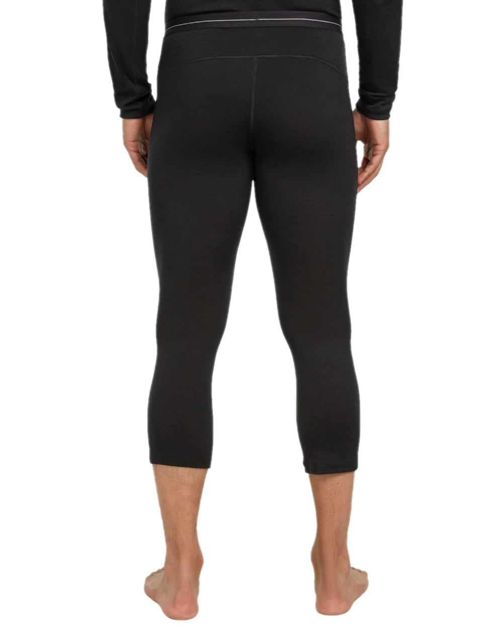 Black Coloured Icebreaker Mens Merino 200 Oasis 3/4 Thermal Leggings on white background