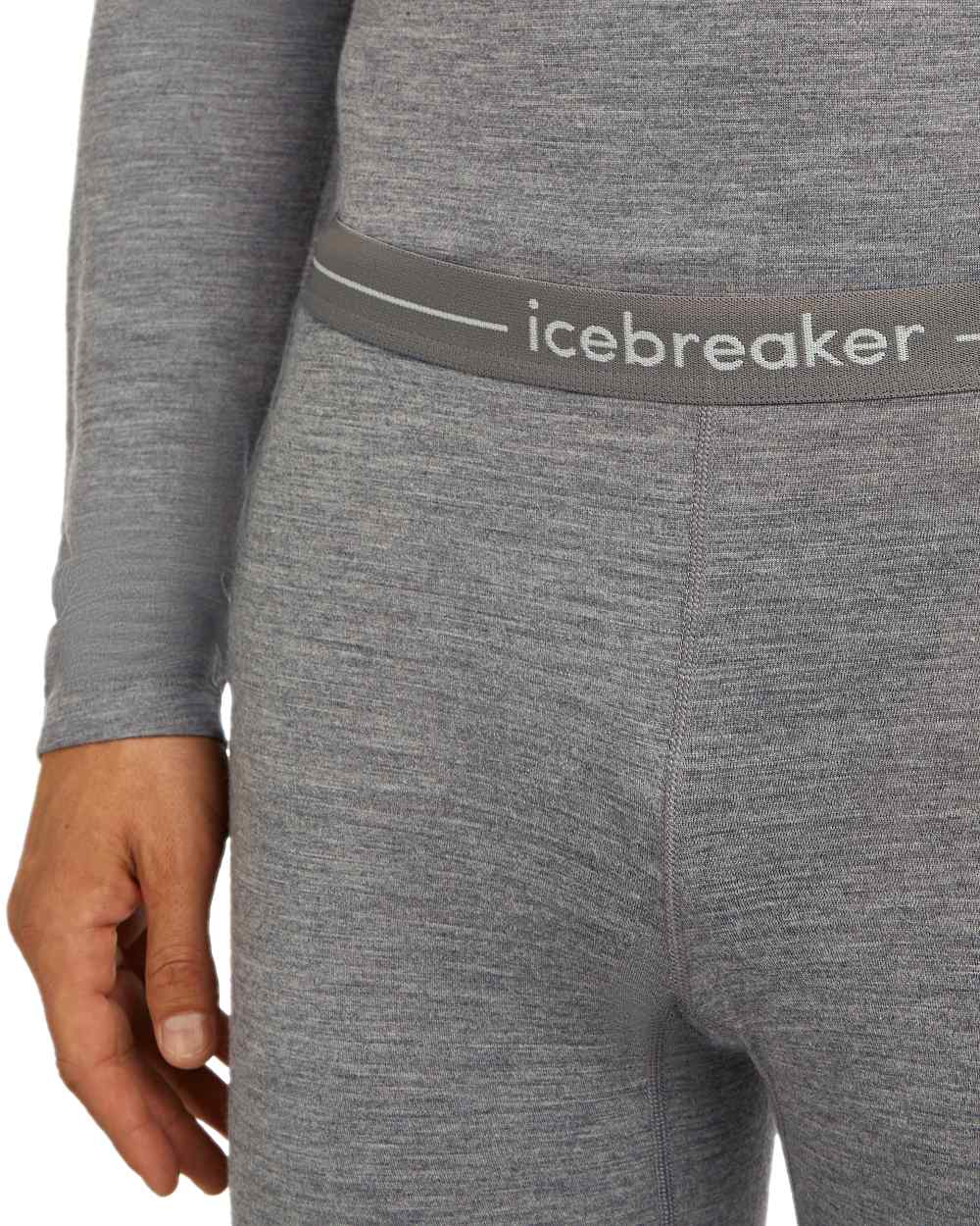 Gritstone Heather Coloured Icebreaker Mens Merino 200 Oasis 3/4 Thermal Leggings on white background