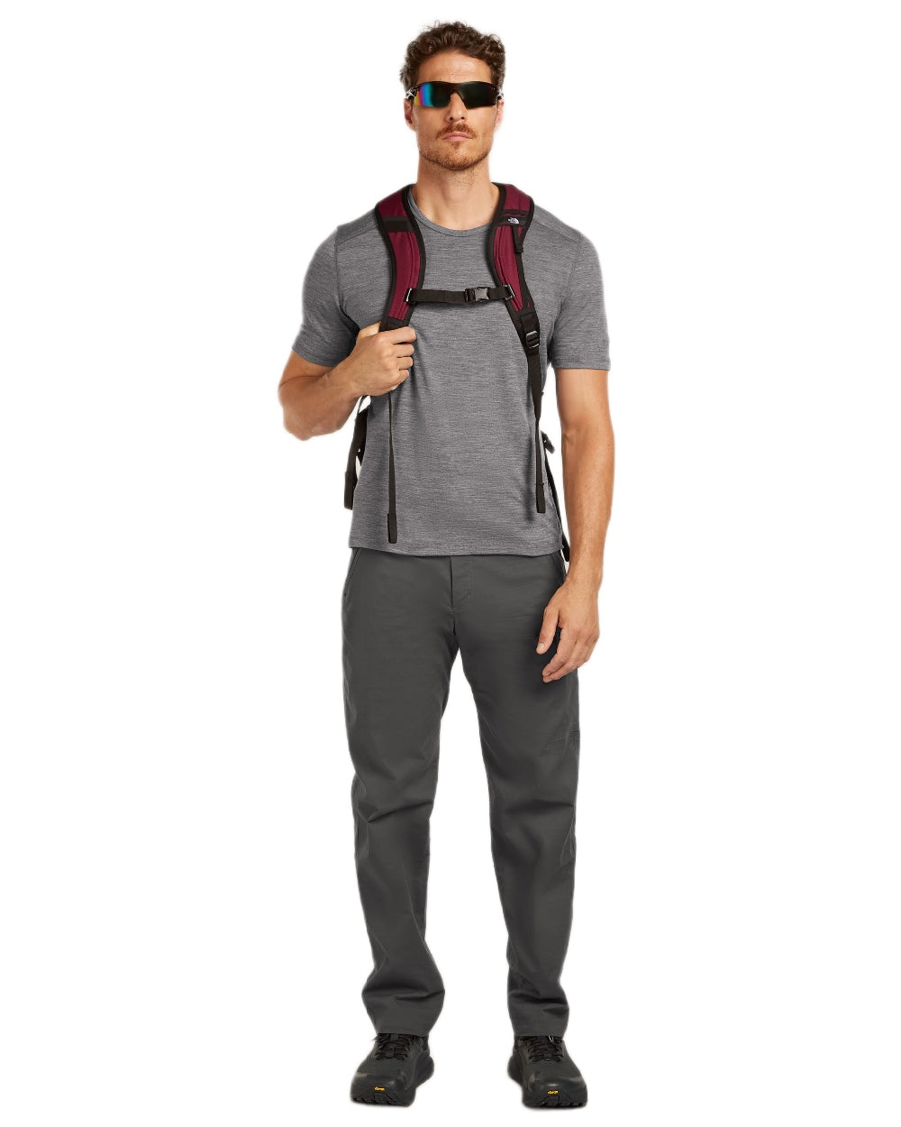 Gritstone Heather Coloured Icebreaker Mens Merino 200 Oasis Crew Short Sleeve Thermal Top on white background