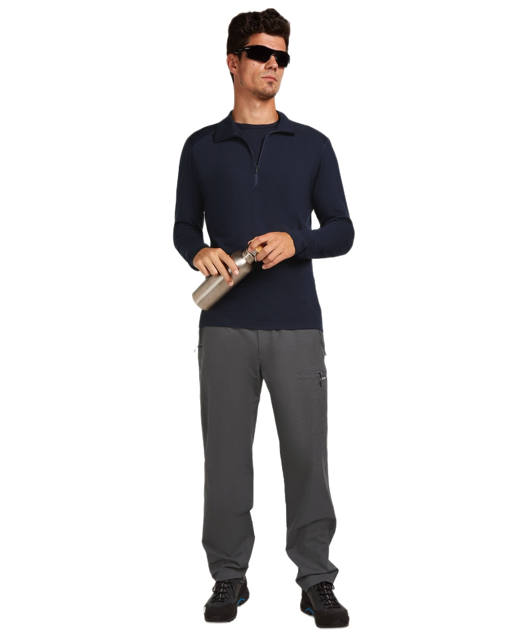 Midnight Navy Coloured Icebreaker Mens Merino 200 Oasis Crew Short Sleeve Thermal Top on white background