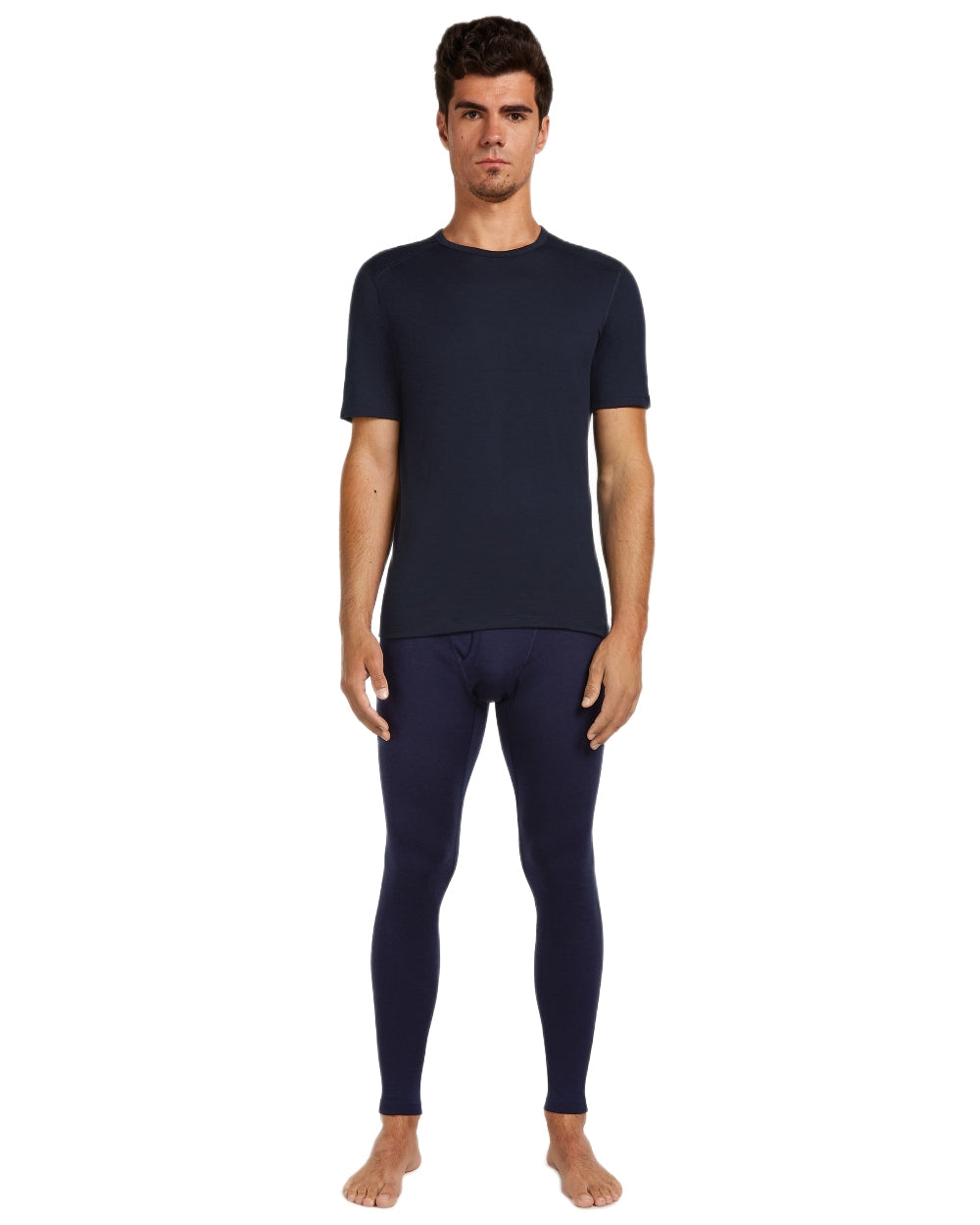 Midnight Navy Coloured Icebreaker Mens Merino 200 Oasis Crew Short Sleeve Thermal Top on white background
