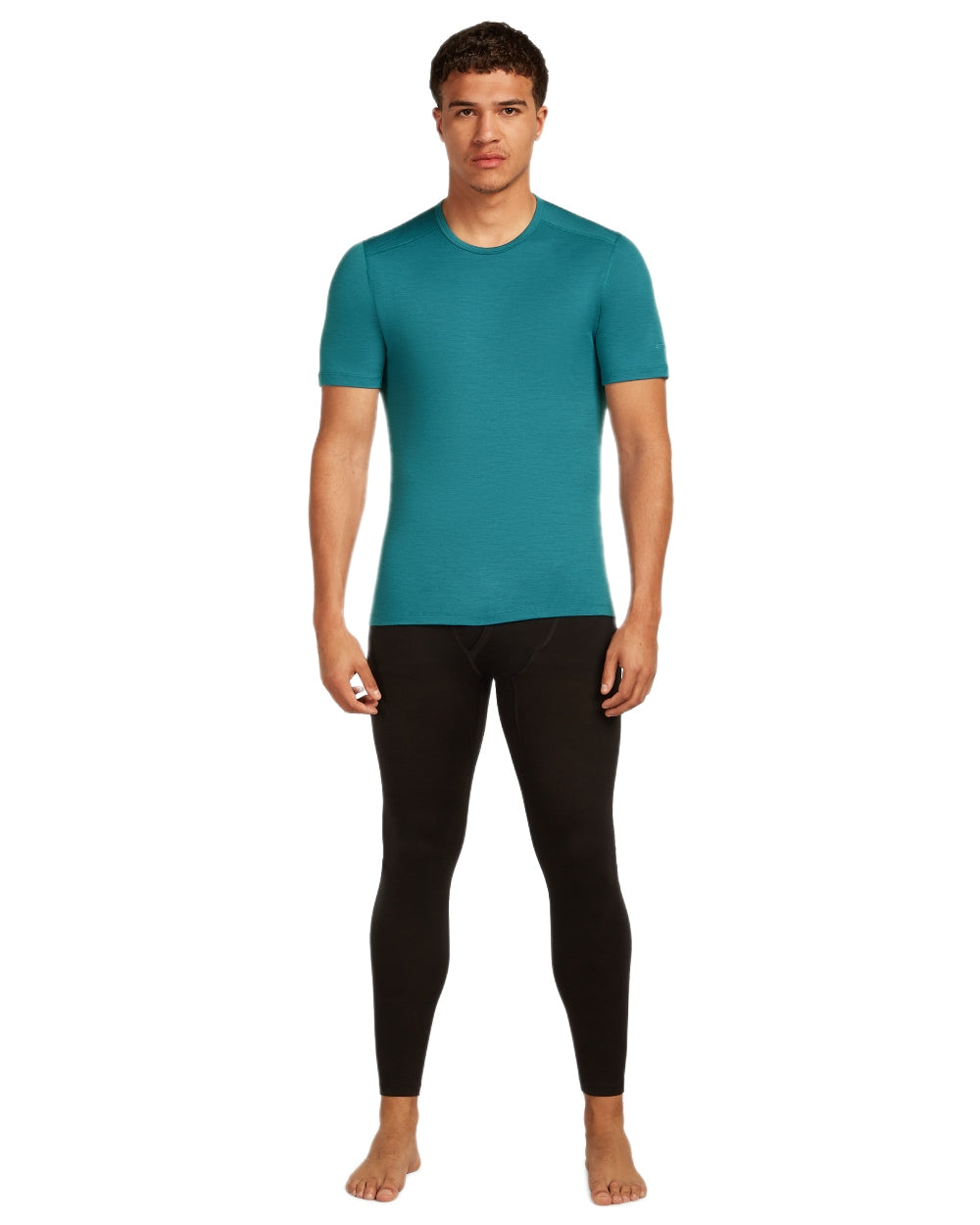Topaz Coloured Icebreaker Mens Merino 200 Oasis Crew Short Sleeve Thermal Top on white background