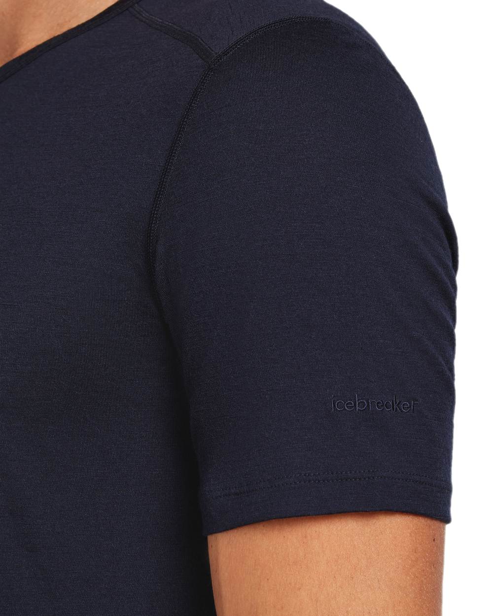 Midnight Navy Coloured Icebreaker Mens Merino 200 Oasis Crewe Short Sleeve Thermal Top on white background