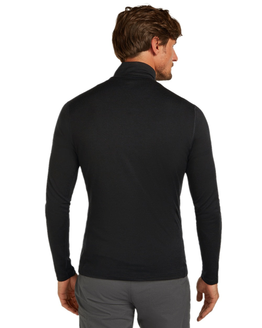 Black Coloured Icebreaker Mens Merino 200 Oasis Half Zip Thermal Top on white background