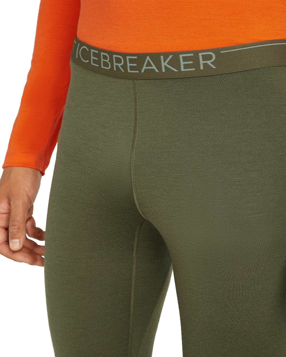 Loden Coloured Icebreaker Mens Merino 200 Oasis Thermal Leggings on white background
