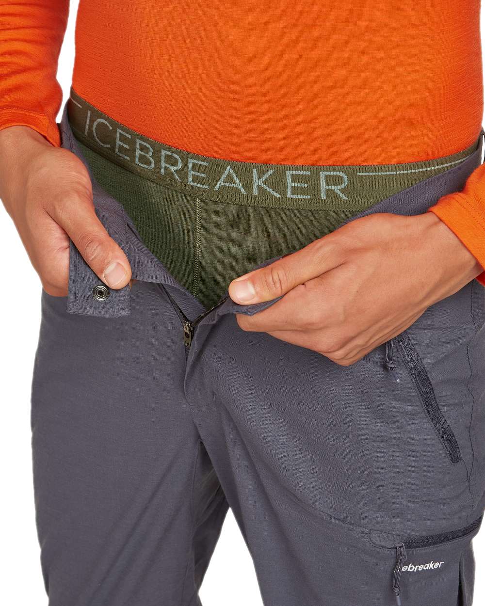 Loden Coloured Icebreaker Mens Merino 200 Oasis Thermal Leggings on white background