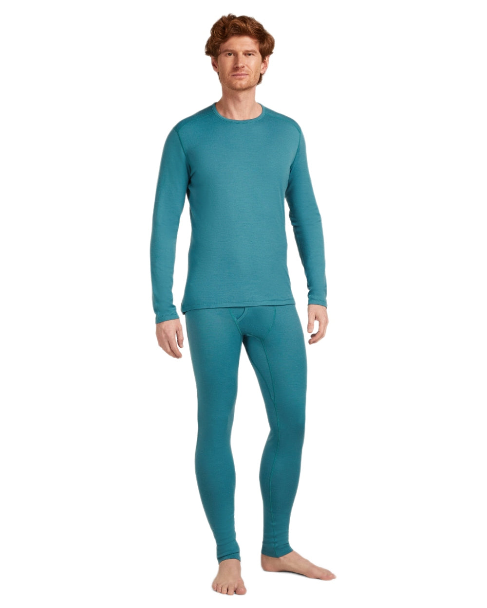 Topaz Coloured Icebreaker Mens Merino 260 Tech Crewe Thermal Top on white background