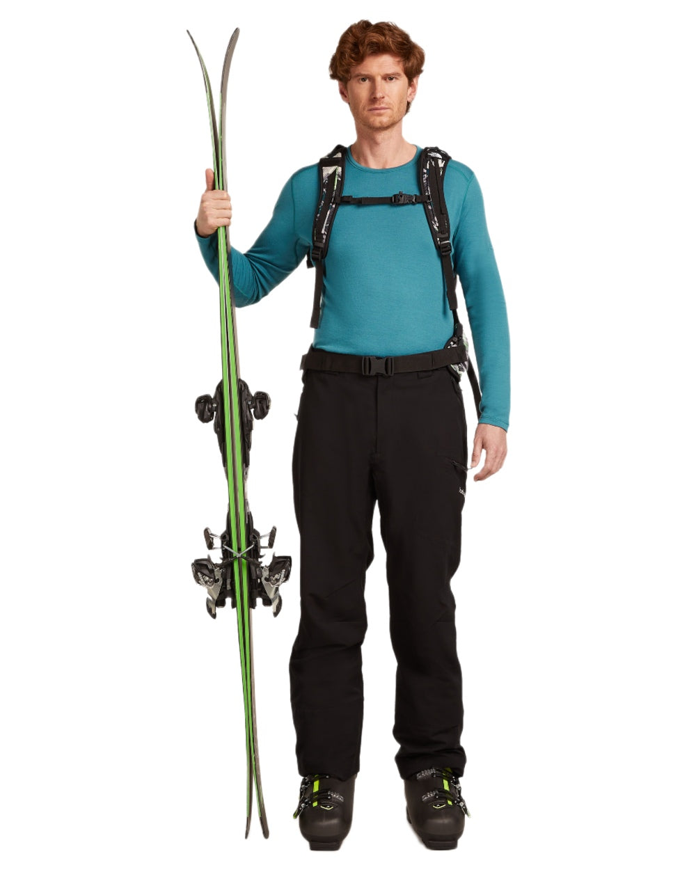 Topaz Coloured Icebreaker Mens Merino 260 Tech Crewe Thermal Top on white background