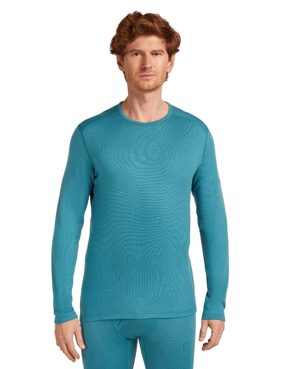 Topaz Coloured Icebreaker Mens Merino 260 Tech Crewe Thermal Top on white background