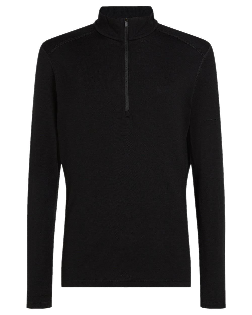 Black Coloured Icebreaker Mens Merino 260 Tech Half Zip Thermal Top on white background