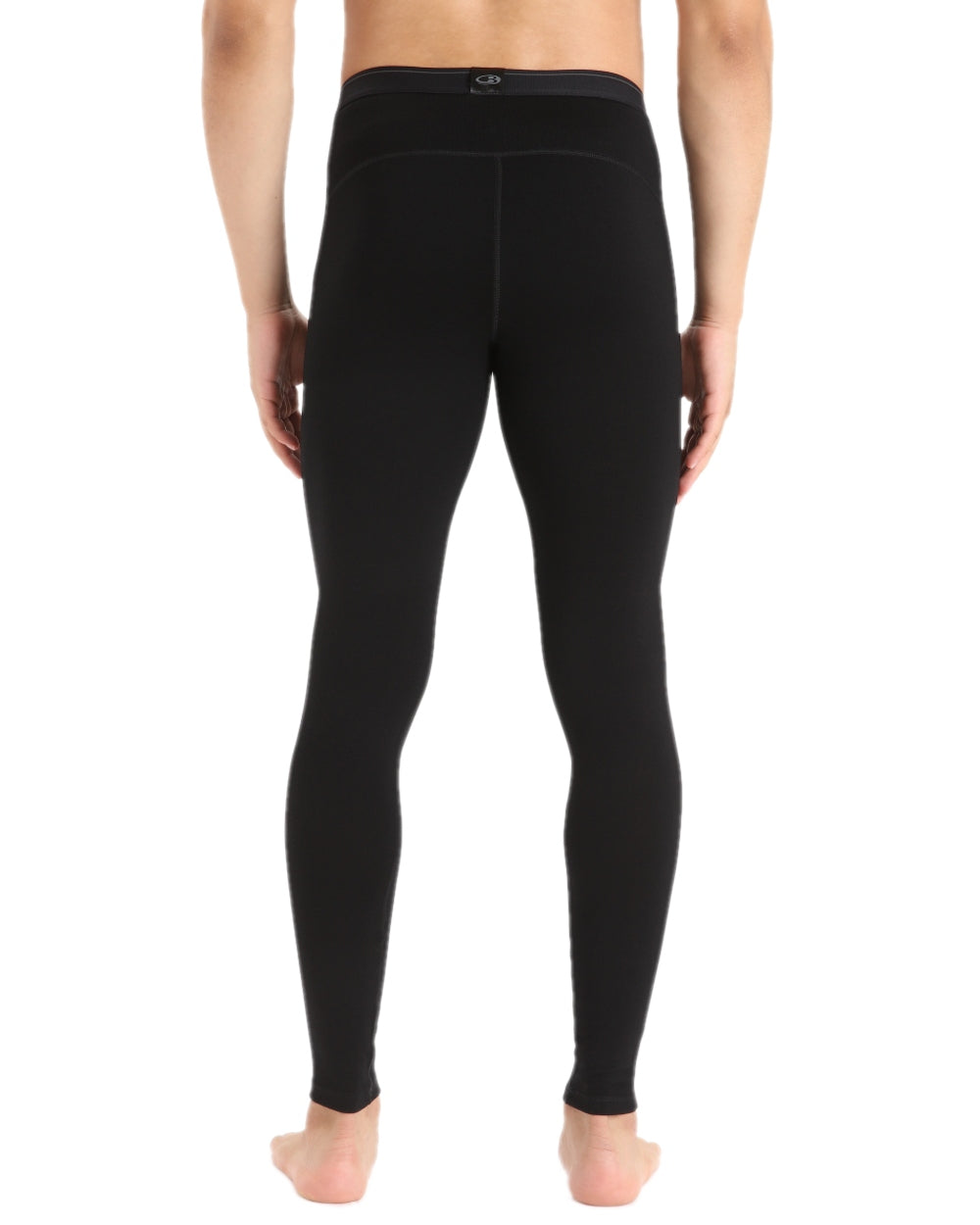 Black Coloured Icebreaker Mens Merino 260 Tech Thermal Leggings on white background