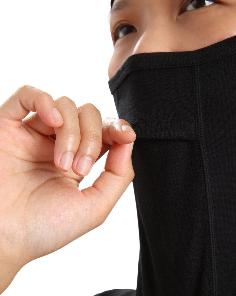 Black Coloured Icebreaker Merino 200 Oasis Balaclava on white background