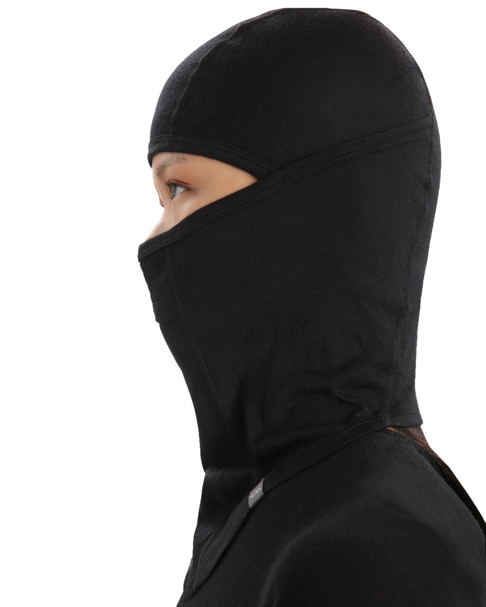 Black Coloured Icebreaker Merino 200 Oasis Balaclava on white background