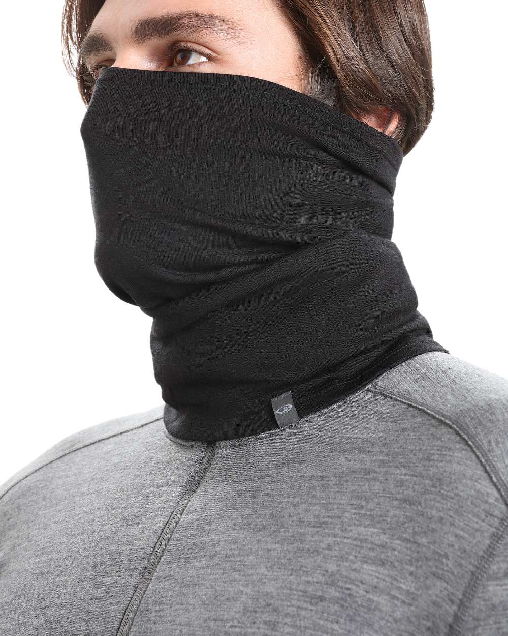 Black Coloured Icebreaker Unisex Merino 200 Flexi Chute on white background