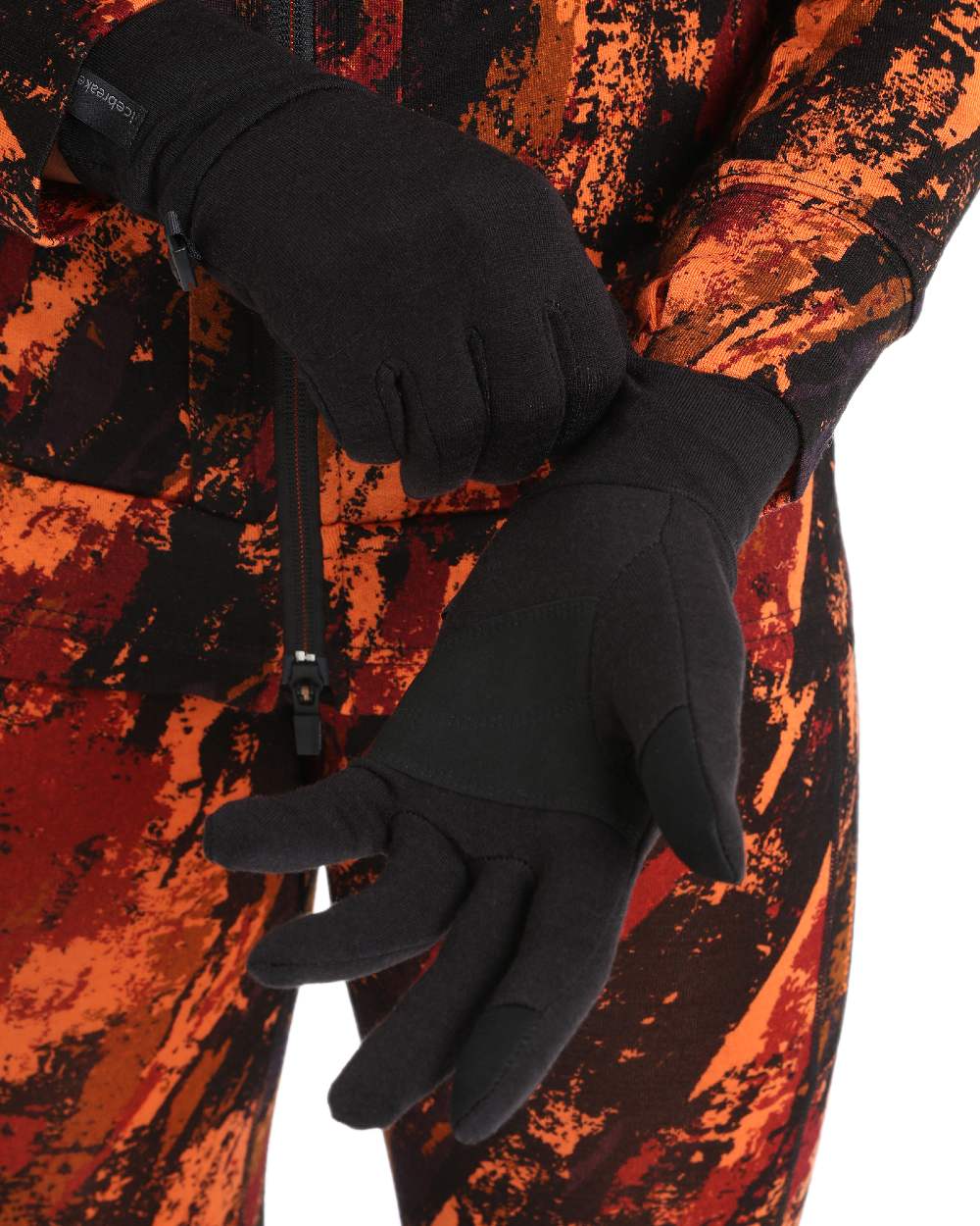 Black Coloured Icebreaker Unisex Merino Blend 360 Sierra Gloves on white background