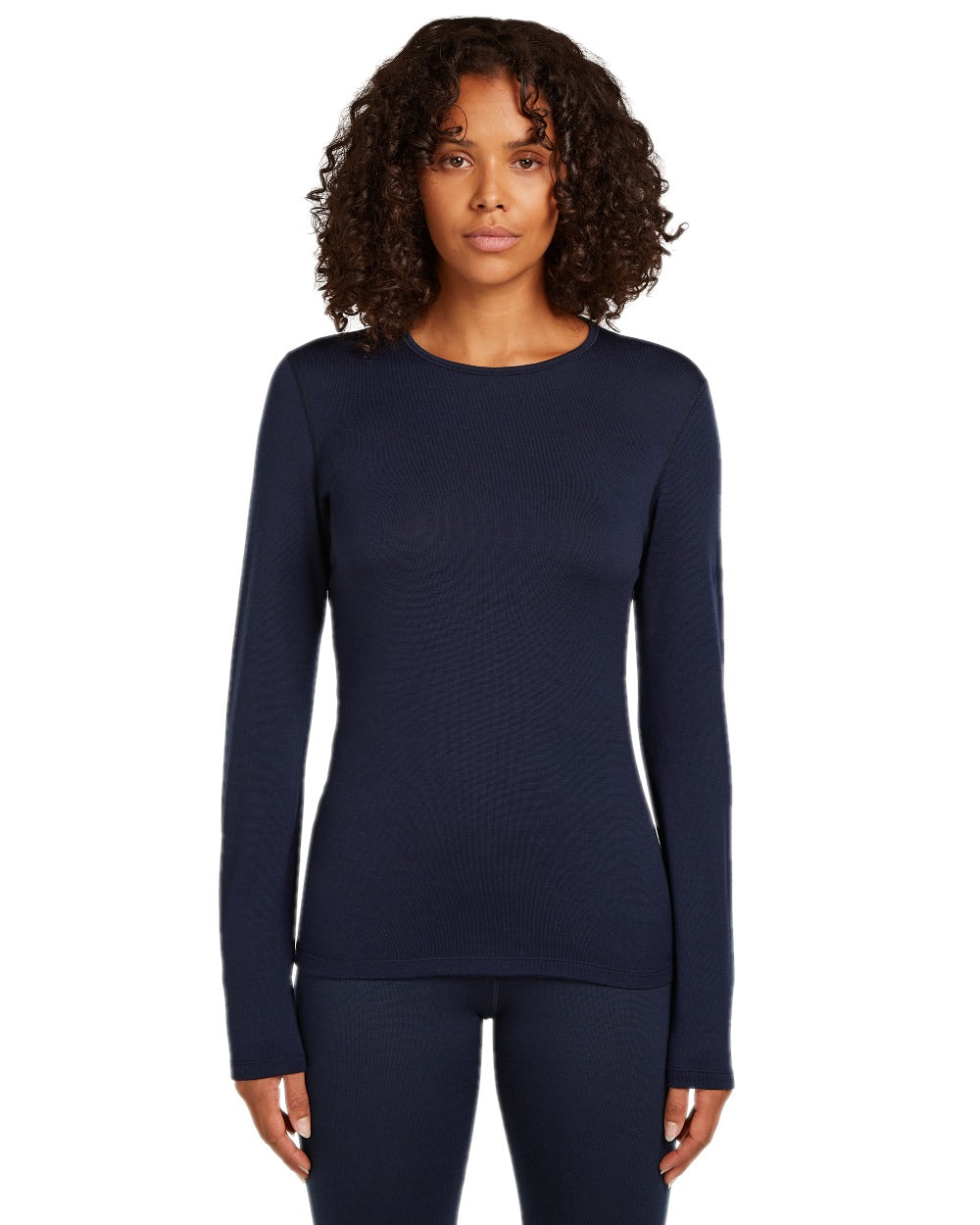 Midnight Navy Coloured Icebreaker Womens 260 Tech Crew Thermal Top on white background