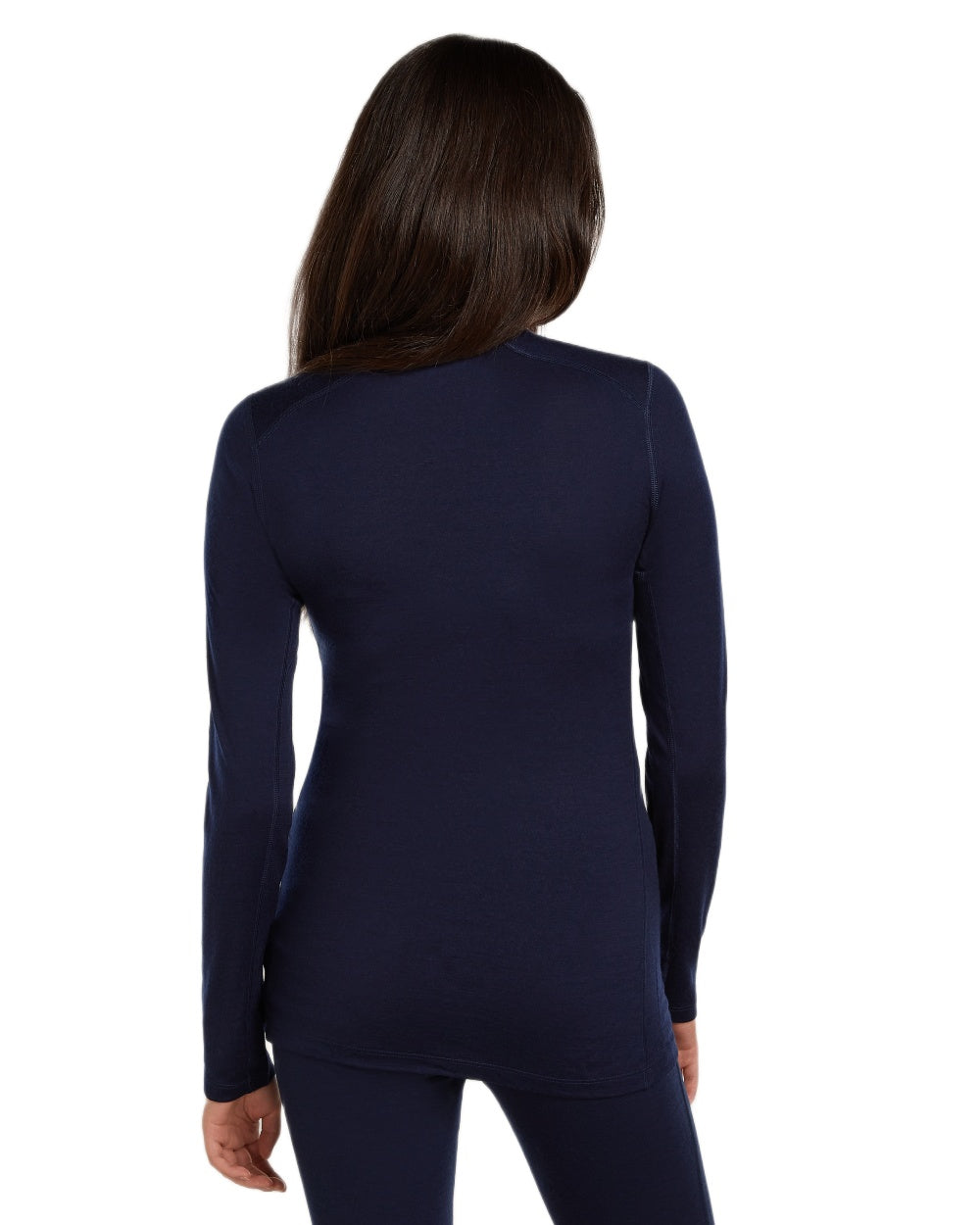 Midnight Navy Coloured Icebreaker Womens Merino 200 Oasis Crewe Thermal Top on white background