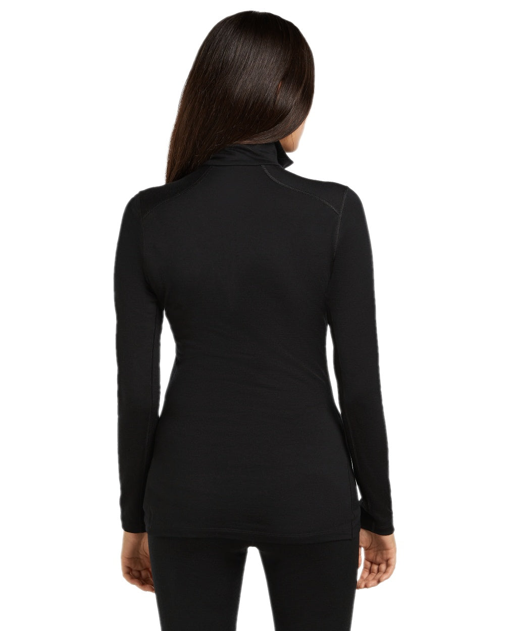 Black Coloured Icebreaker Womens Merino 200 Oasis Half Zip Thermal Top on white background