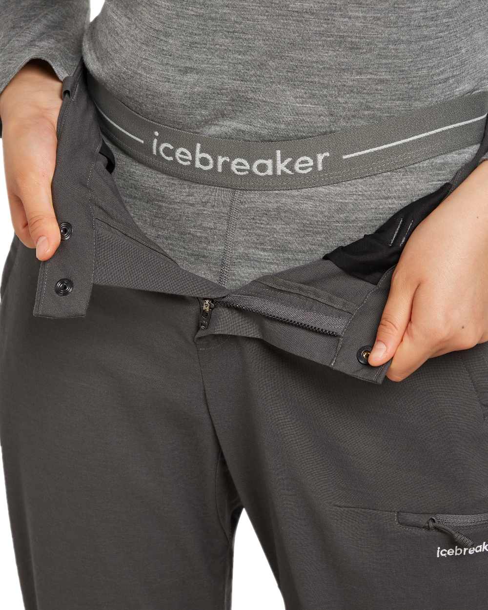 Gritstone Heather Coloured Icebreaker Womens Merino 200 Oasis Thermal Leggings on white background